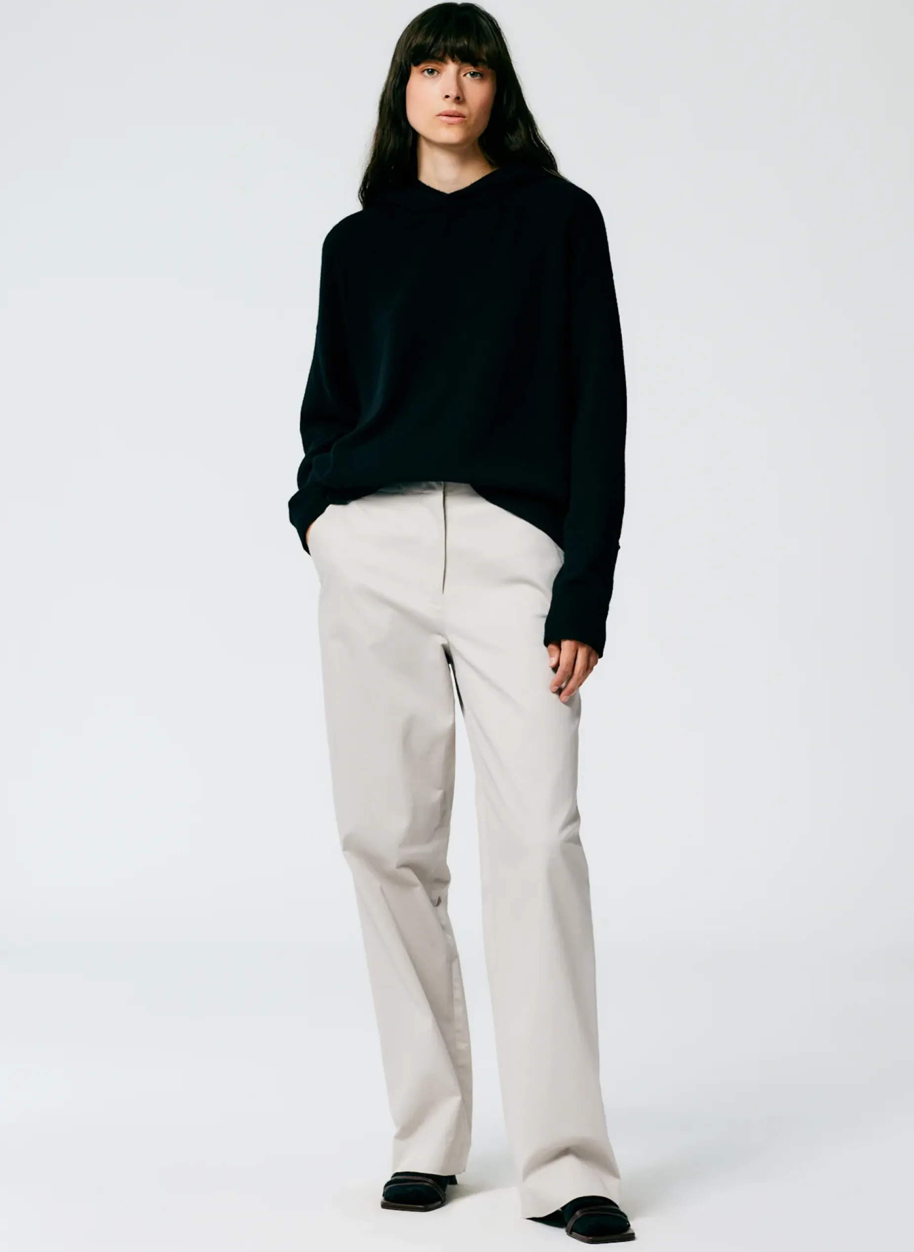Leisure Sets|Knitwear & Sweatshirts>Tibi Feather Weight Cashmere Easy Men's Hoodie Black