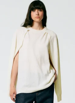 Knitwear & Sweatshirts|Fundamentals - WOFs>Tibi Feather Weight Cashmere Easy Cocoon Tunic Ivory
