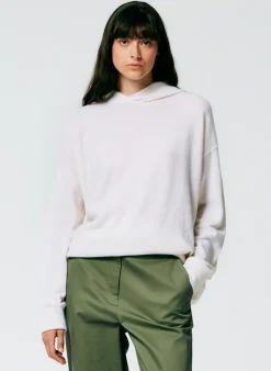 Leisure Sets|Knitwear & Sweatshirts>Tibi Feather Weight Cashmere Easy Men's Hoodie Ivory