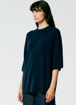 Knitwear & Sweatshirts|Fundamentals - WOFs>Tibi Feather Weight Cashmere Oversized Easy T-Shirt Navy