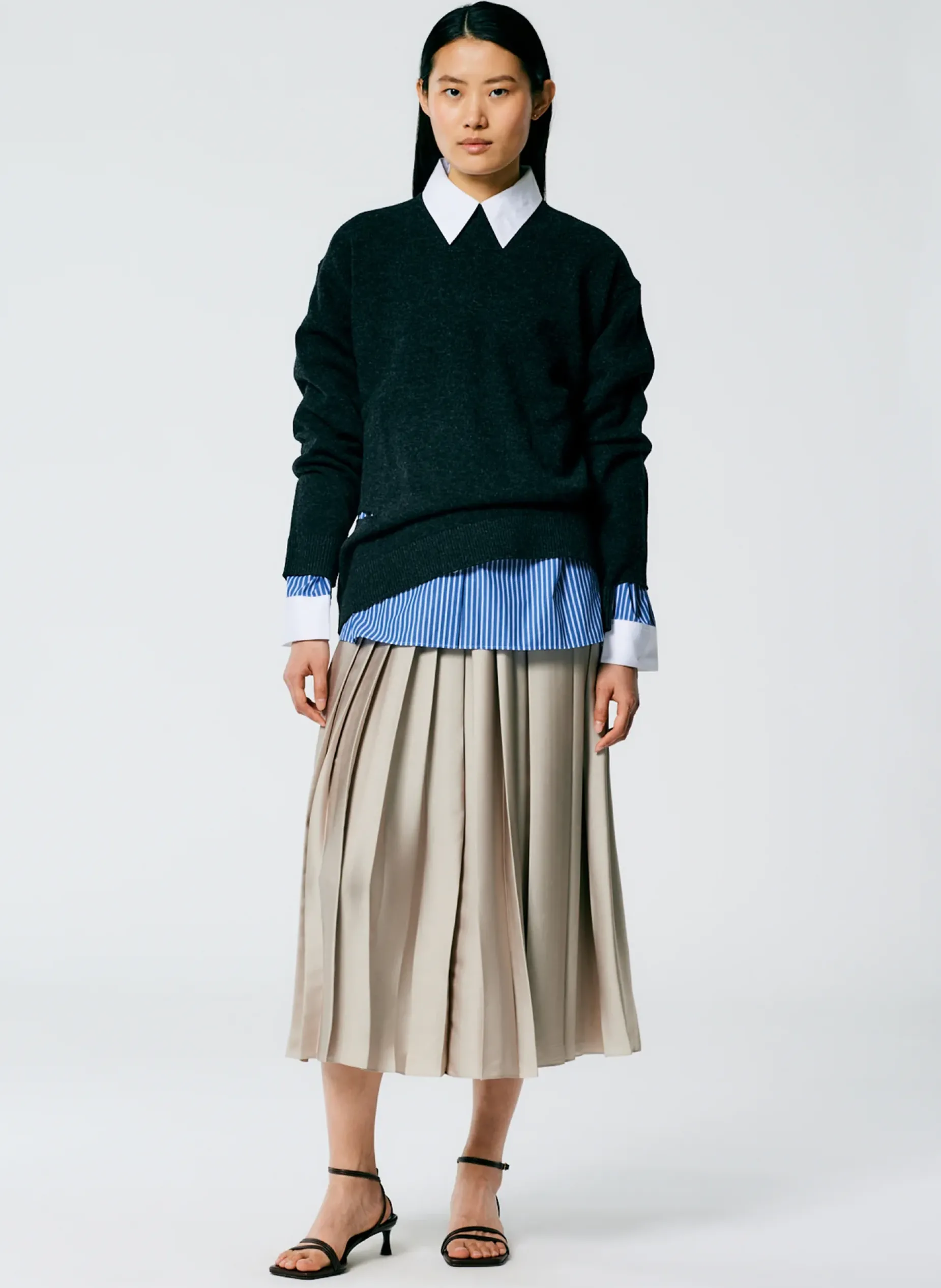 Skirts|Fundamentals - WOFs>Tibi Feather Weight Pleated Pull On Skirt Light Tan