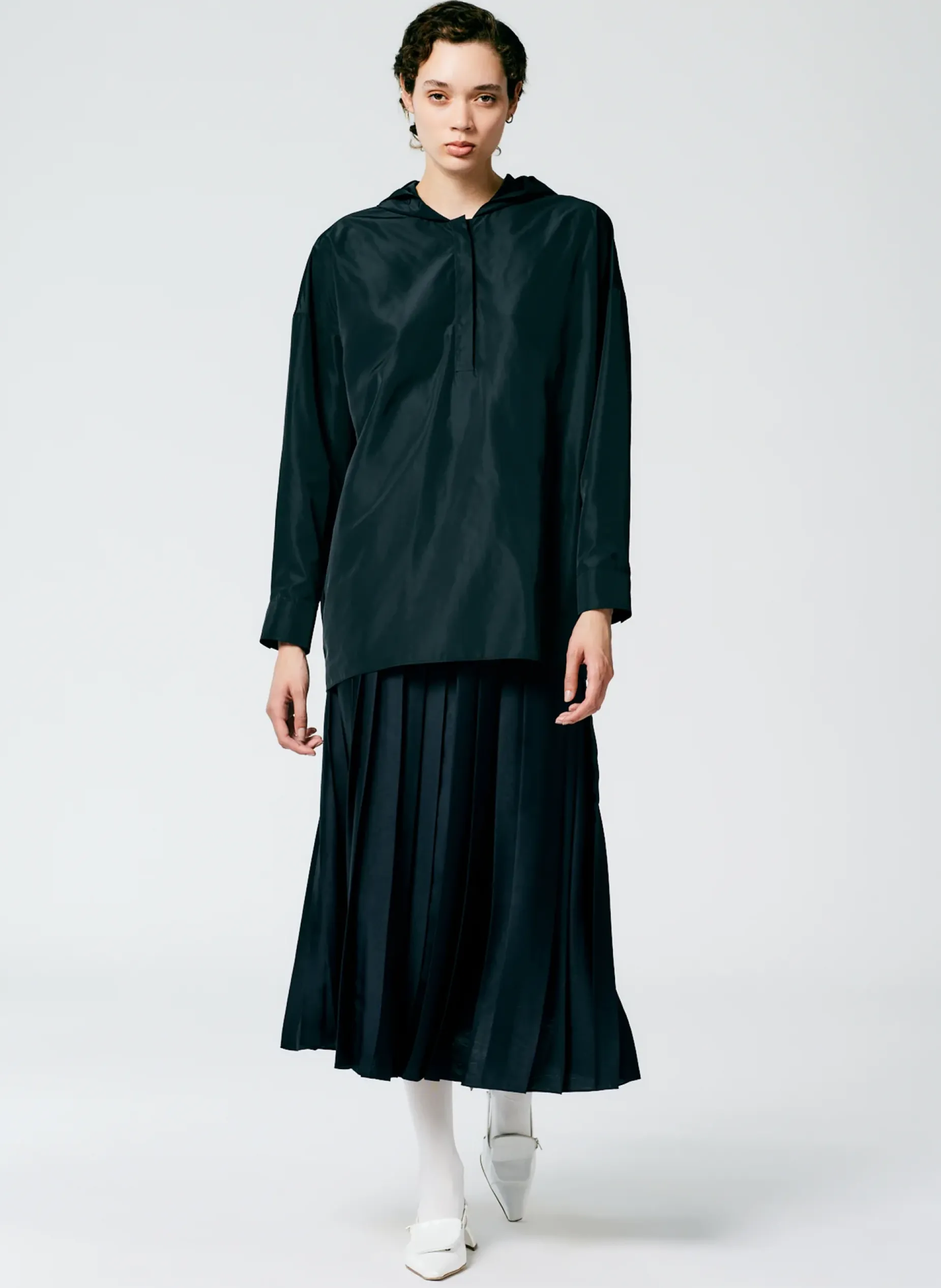Skirts|Fundamentals - WOFs>Tibi Feather Weight Pleated Pull On Skirt Navy