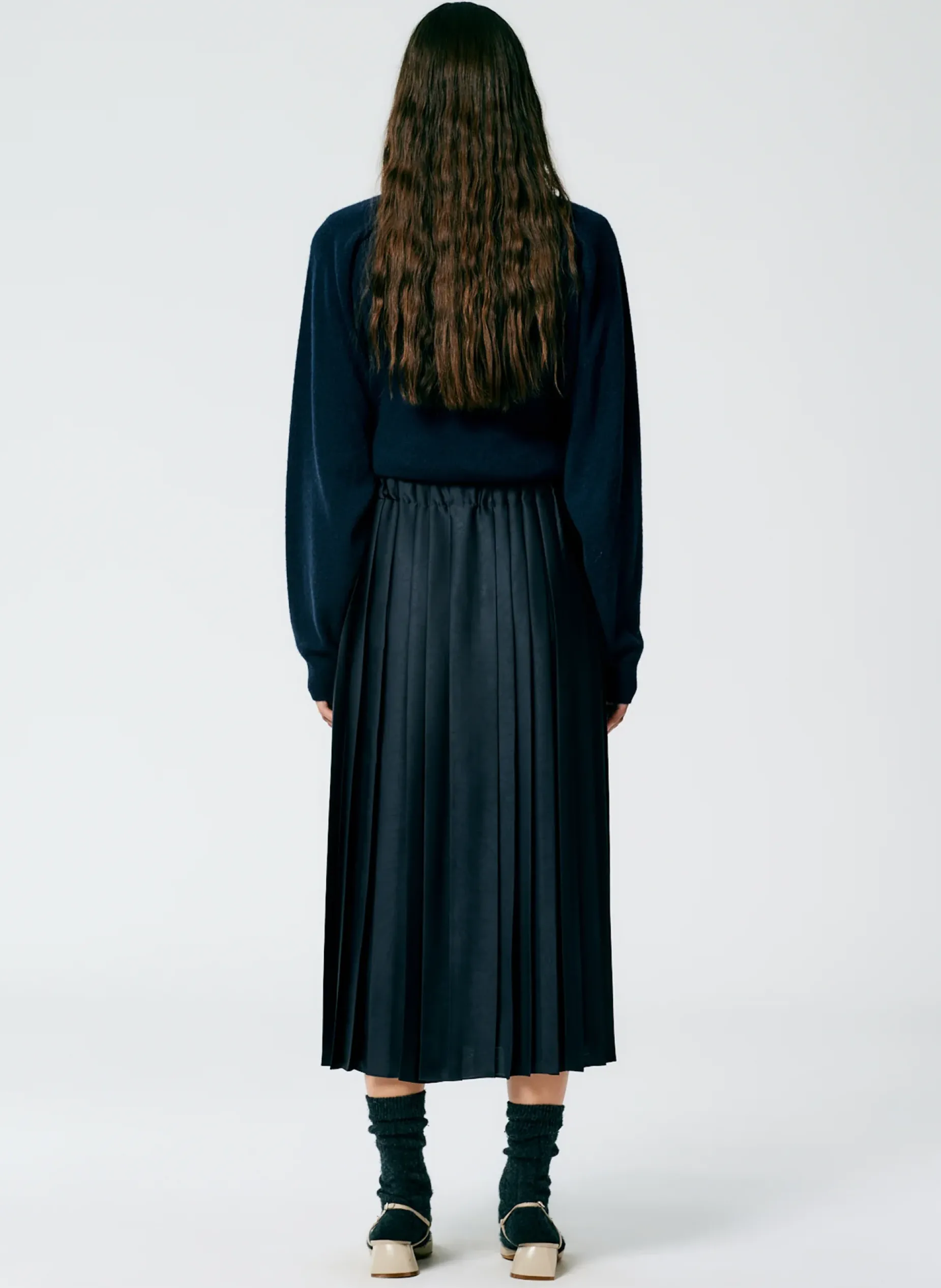 Skirts|Fundamentals - WOFs>Tibi Feather Weight Pleated Pull On Skirt Navy