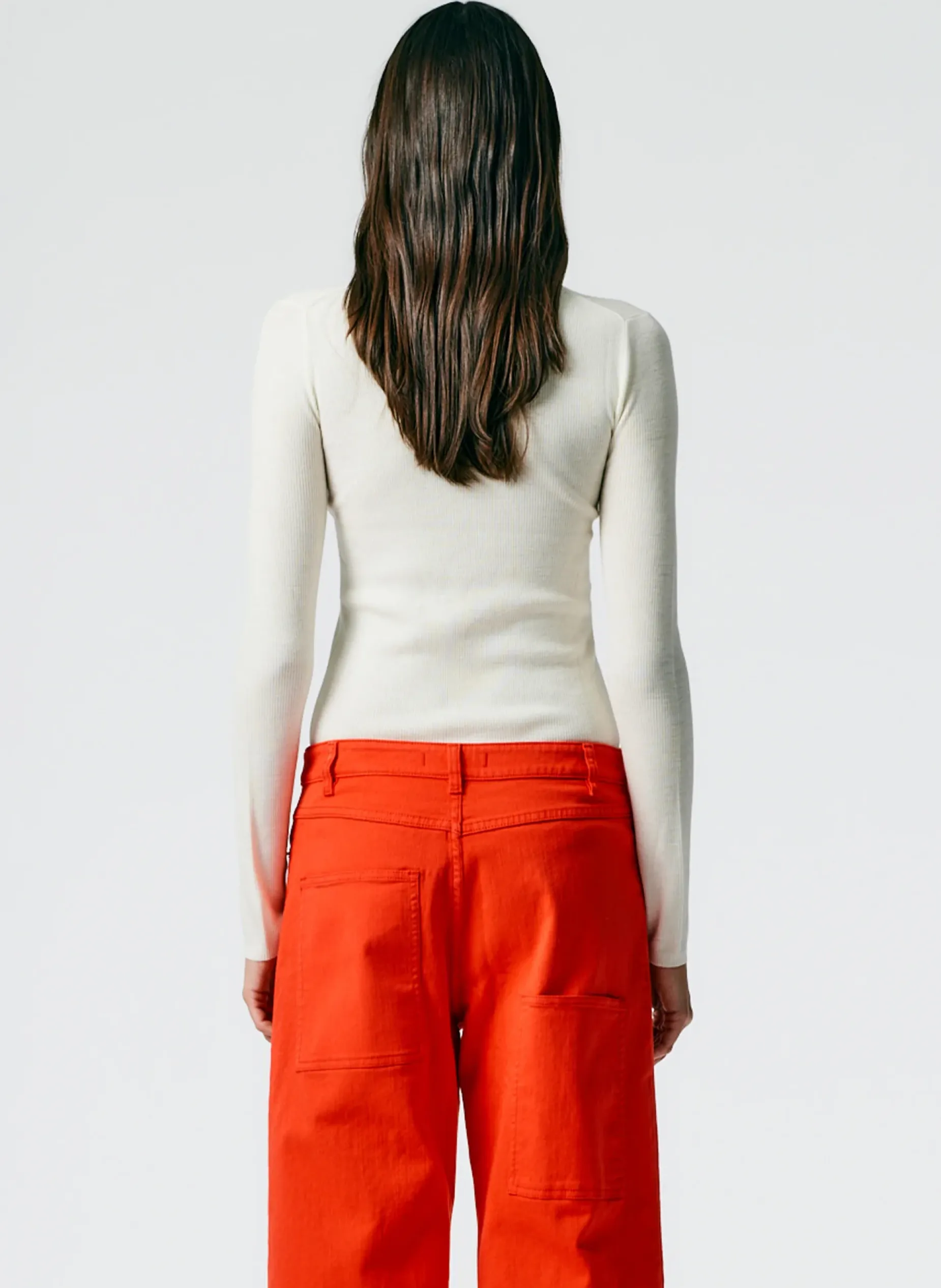 Knitwear & Sweatshirts|Fundamentals - WOFs>Tibi Feather Weight Ribbed Crewneck Pullover Sweater Off White
