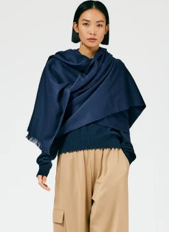 Scarves|Fundamentals - WOFs>Tibi Fringe Scarf Navy