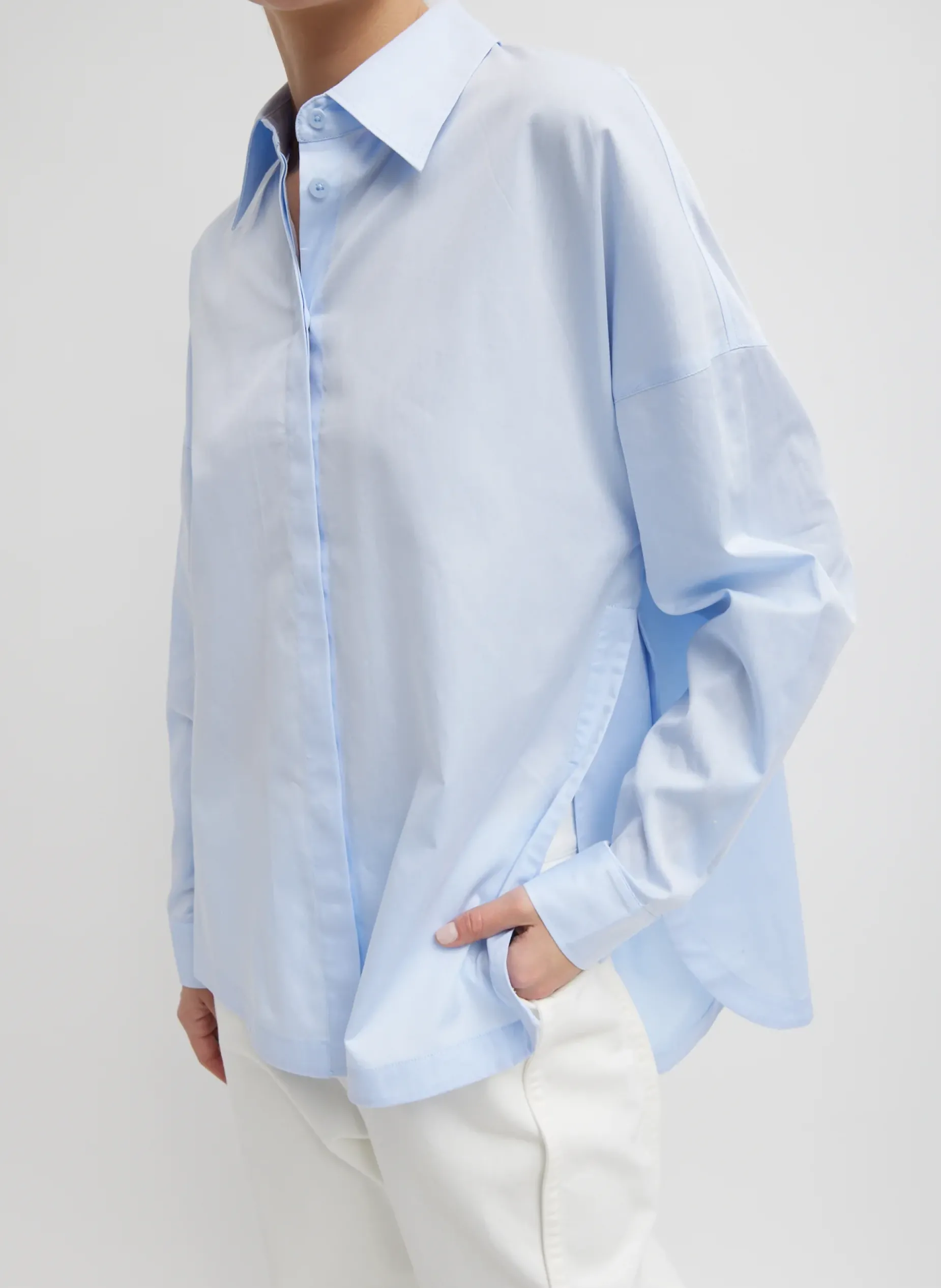 Tops|Fundamentals - WOFs>Tibi Gabe Oversized Shirt Blue