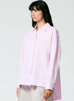 Tops|Fundamentals - WOFs>Tibi Gabe Oversized Shirt Pink