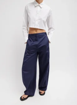 Pants & Shorts>Tibi Garment Dyed Silky Cotton Sid Pant Navy