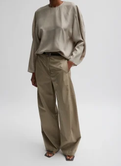 Pants & Shorts>Tibi Garment Dyed Silky Cotton Sid Chino Pant Acorn