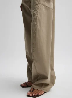 Pants & Shorts>Tibi Garment Dyed Silky Cotton Sid Chino Pant Acorn