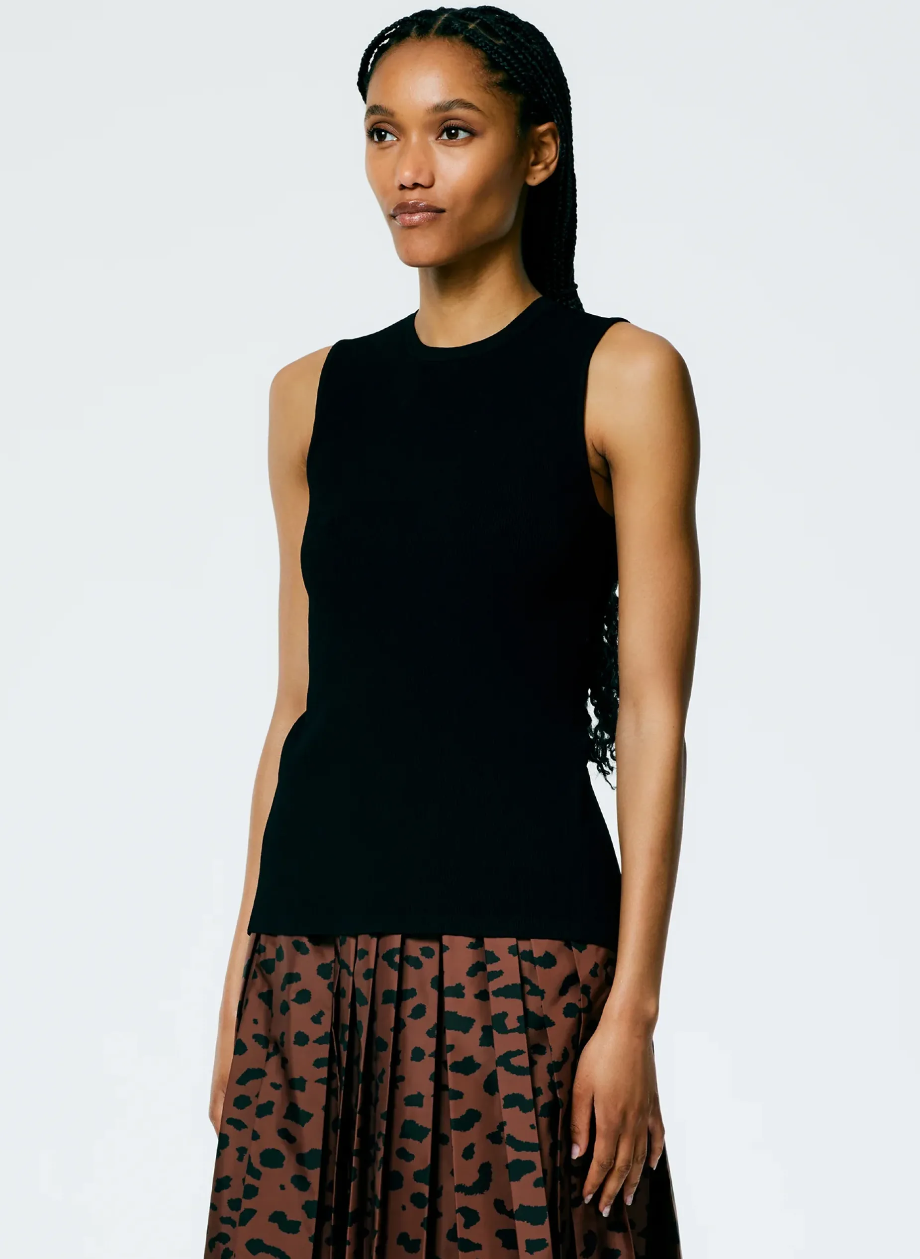 Tops>Tibi Giselle Stretch Sweater Circle Openback Tank Black