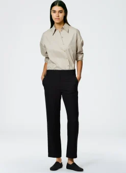 Suits|Pants & Shorts>Tibi Grain De Poudre Lennon Ankle Pant Black