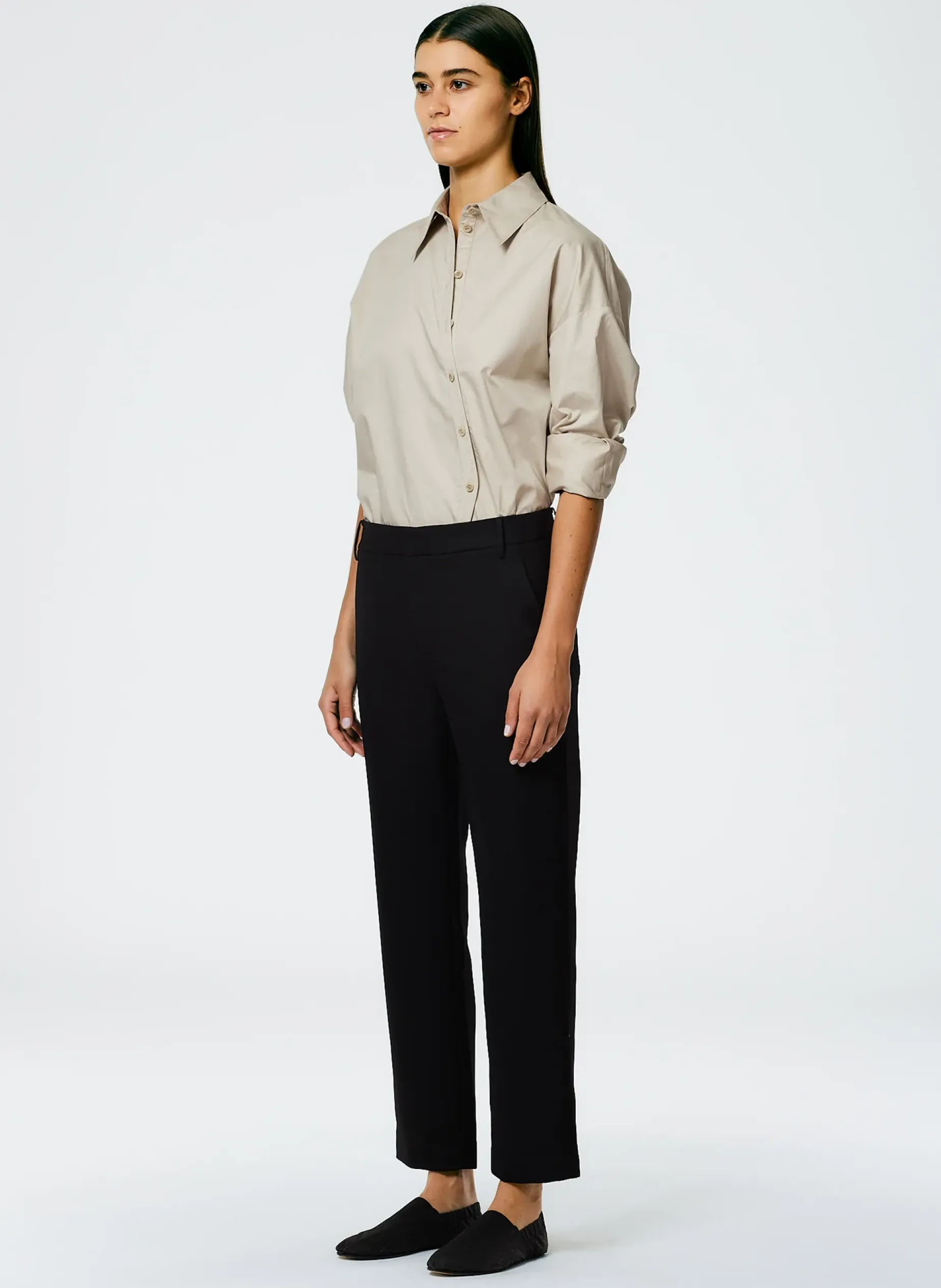 Suits|Pants & Shorts>Tibi Grain De Poudre Lennon Ankle Pant Black