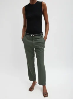 Suits|Pants & Shorts>Tibi Grain De Poudre Lennon Ankle Pant Grey Pine