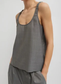 Suits|Tops>Tibi Grant Crossdye Suiting Tank Top Grey Multi