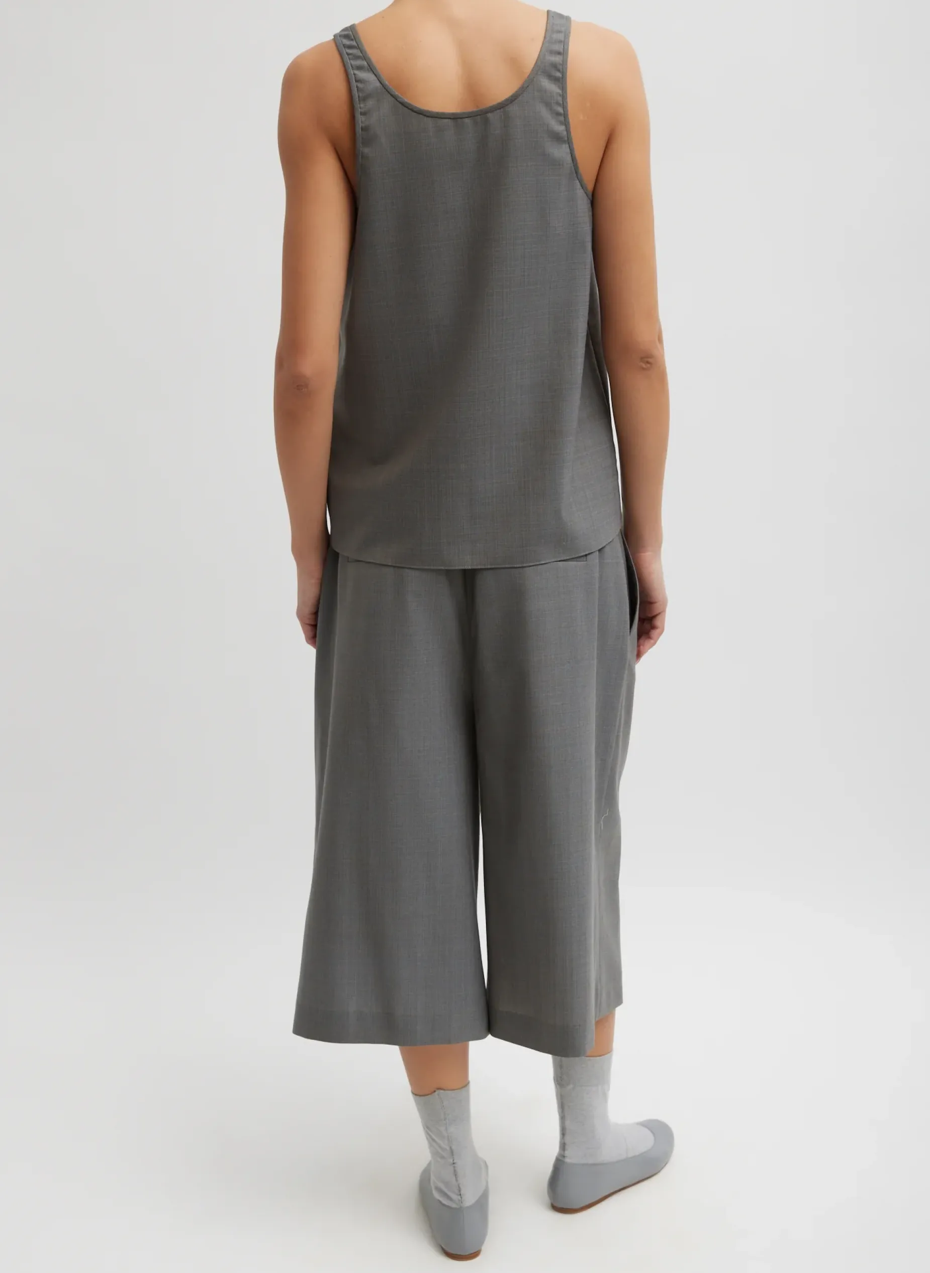Suits|Tops>Tibi Grant Crossdye Suiting Tank Top Grey Multi