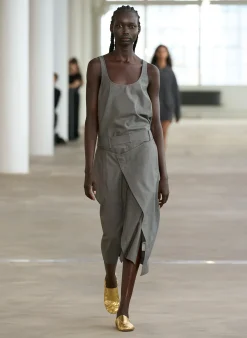 Suits|Skirts>Tibi Grant Crossdye Suiting Wrap Trouser Skirt Grey Multi