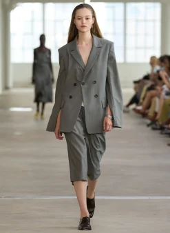 Suits|Pants & Shorts>Tibi Grant Suiting Fold Over Long Short Grey Multi