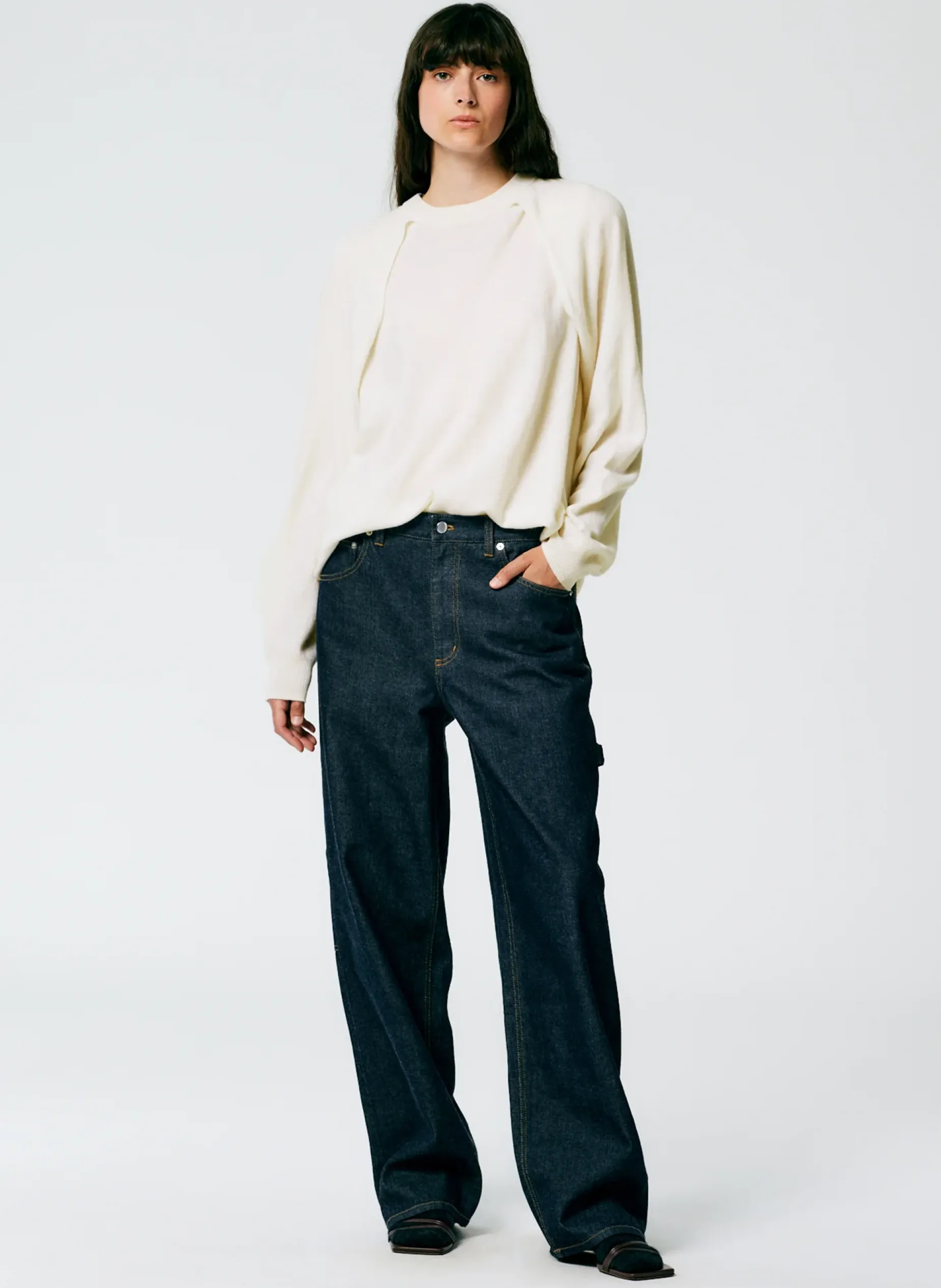 Denim|Pants & Shorts>Tibi Indigo Denim Slouchy Carpenter Jean Dark Denim
