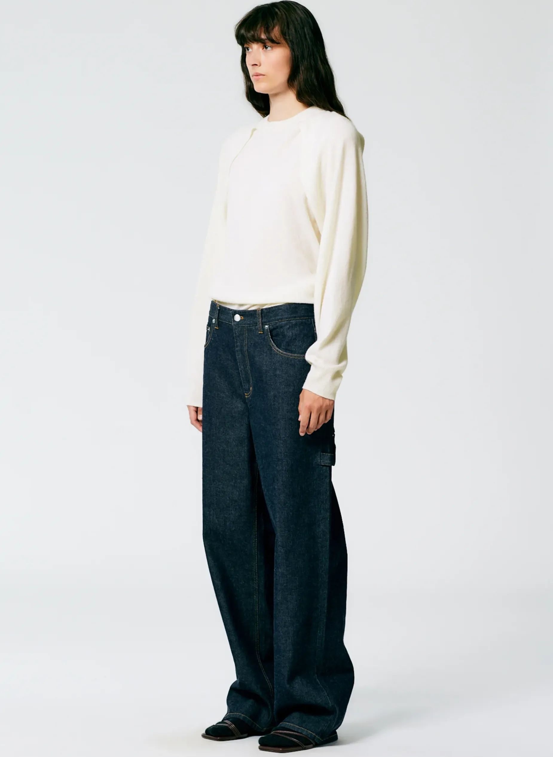 Denim|Pants & Shorts>Tibi Indigo Denim Slouchy Carpenter Jean Dark Denim