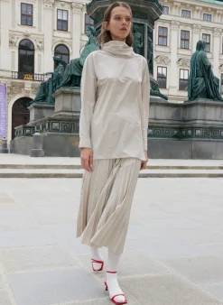 Tops>Tibi Italian Sporty Nylon Cowl Neck Top Ash
