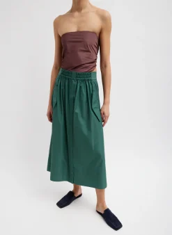 Skirts>Tibi Italian Sporty Nylon Full Skirt Dark Hunter Green