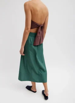 Skirts>Tibi Italian Sporty Nylon Full Skirt Dark Hunter Green