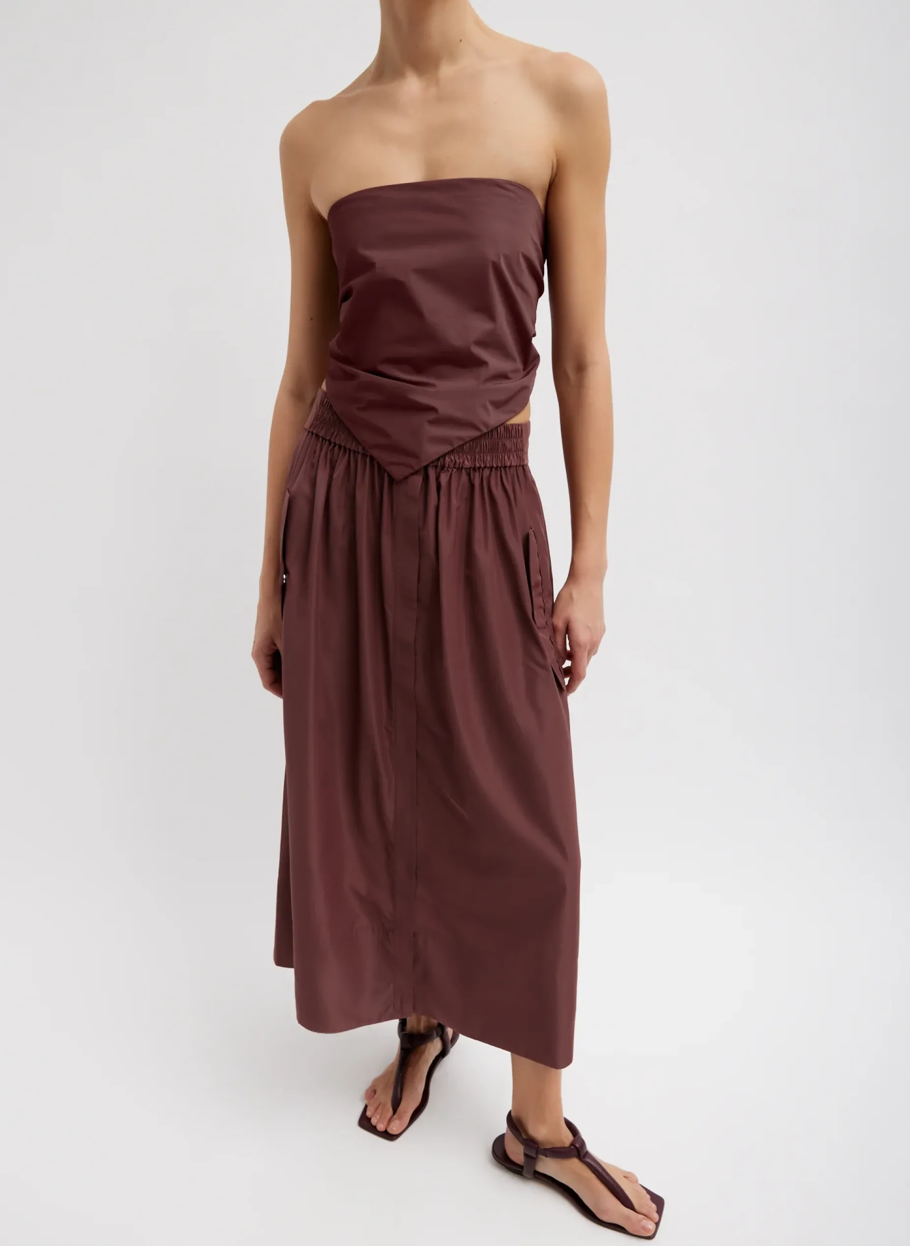 Skirts>Tibi Italian Sporty Nylon Full Skirt Cinnamon
