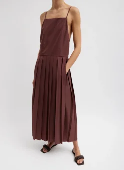 Dresses>Tibi Italian Sporty Nylon Overall Dress Cinnamon