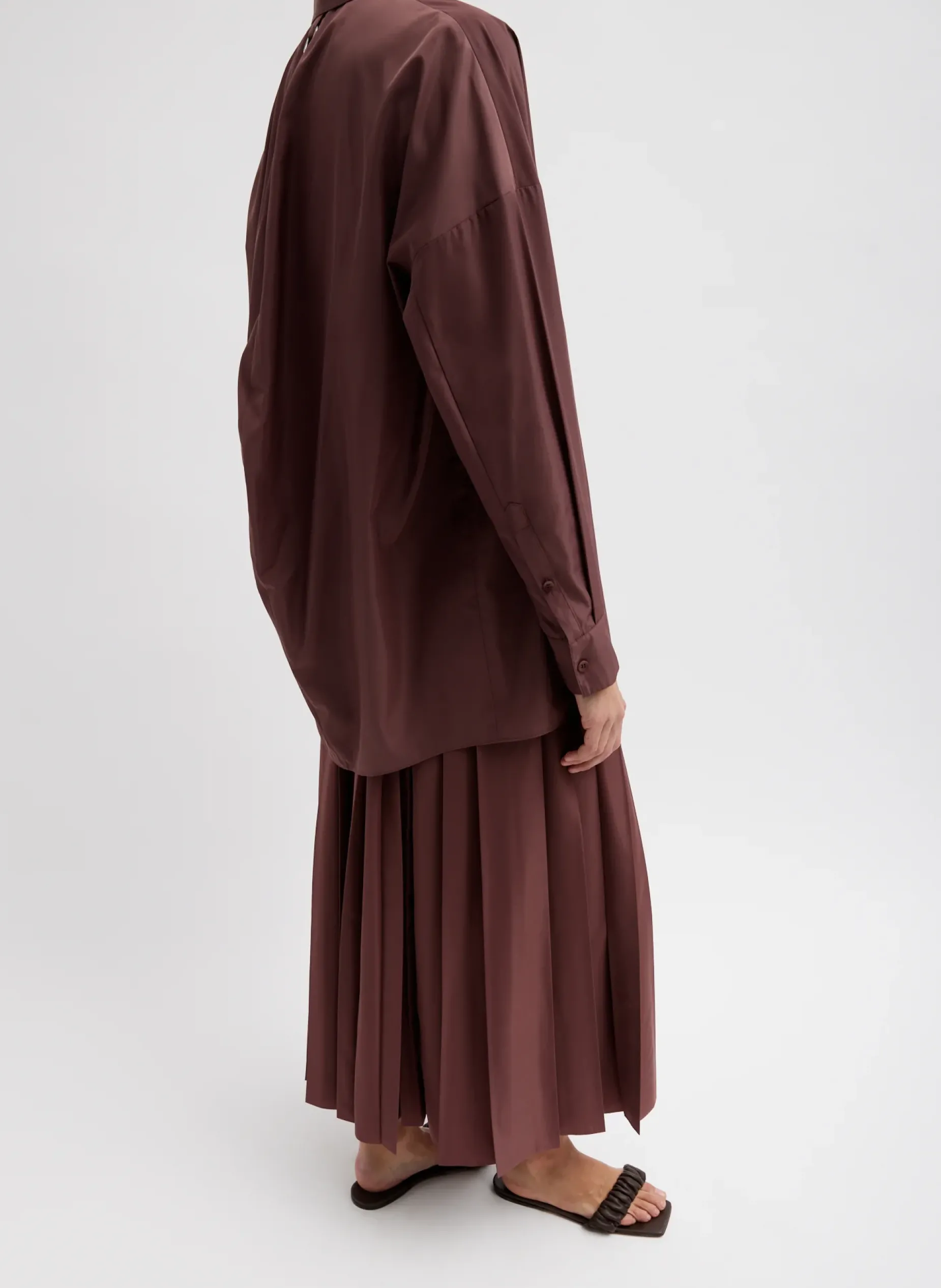 Tops>Tibi Italian Sporty Nylon Shirt With Cocoon Back Cinnamon