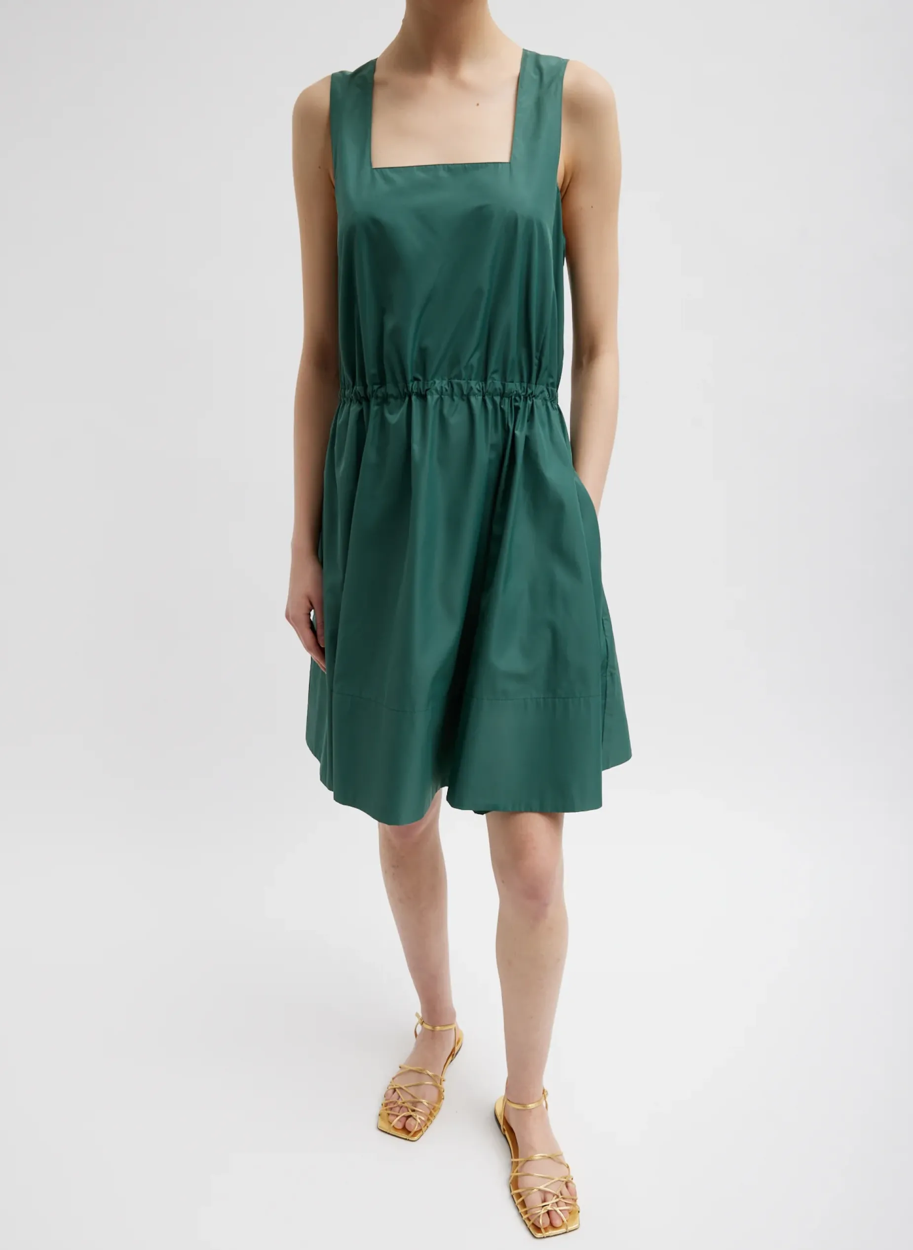 Dresses>Tibi Italian Sporty Nylon Short Tank Dress Dark Hunter Green