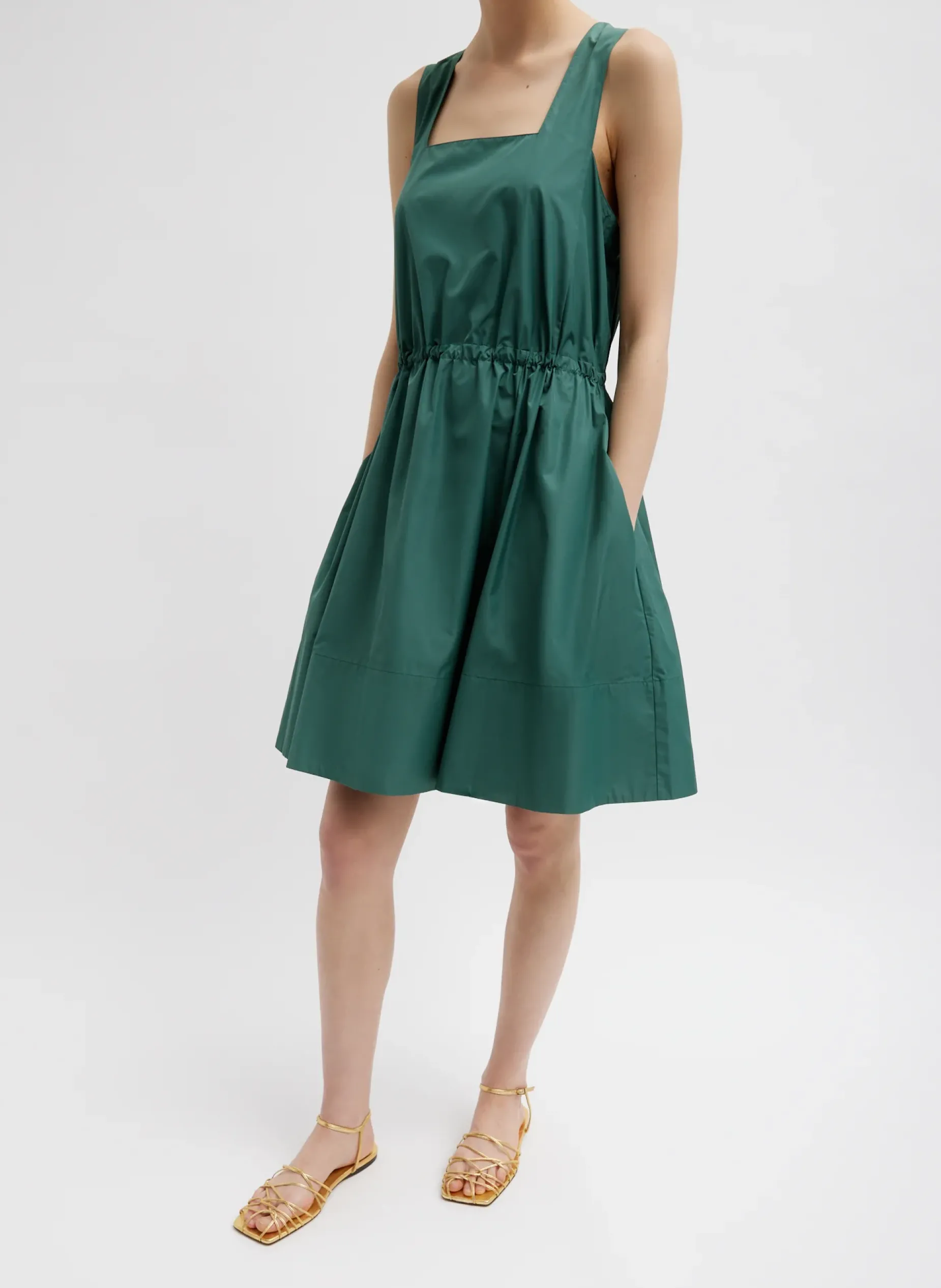 Dresses>Tibi Italian Sporty Nylon Short Tank Dress Dark Hunter Green