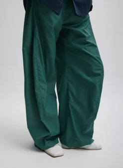 Pants & Shorts>Tibi Italian Sporty Nylon Winslow Pant Dark Hunter Green