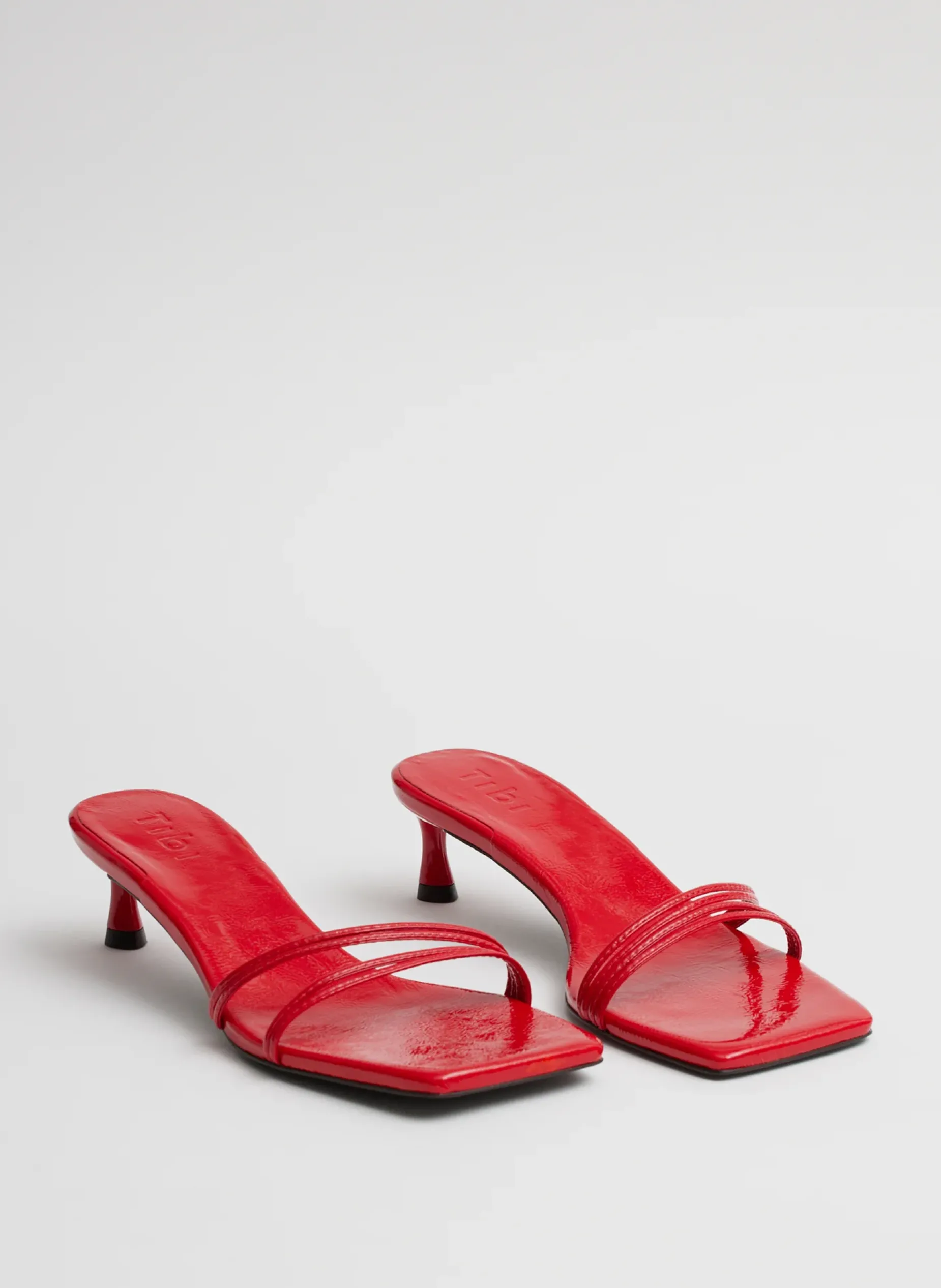 Heels|Sandals>Tibi Jim Naplack Sandal Cherry Red