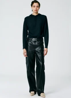Pants & Shorts|Fundamentals - WOFs>Tibi Leather Slouchy Carpenter Pant Black