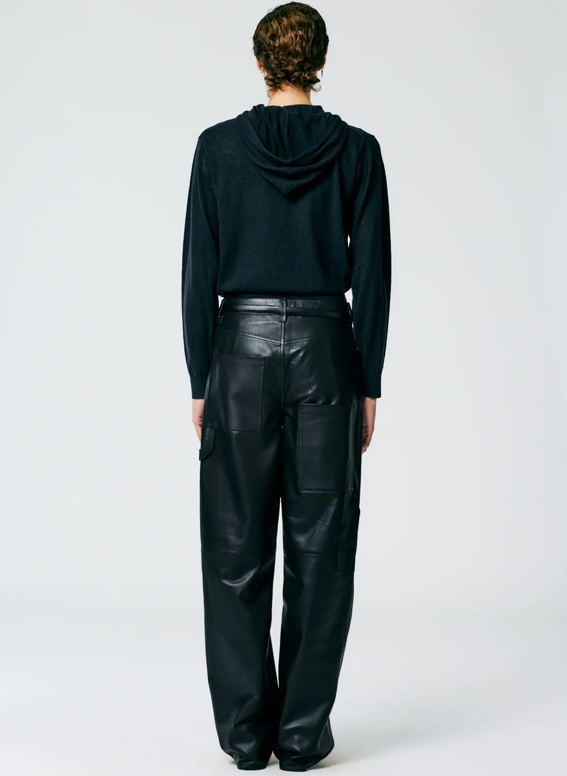 Pants & Shorts|Fundamentals - WOFs>Tibi Leather Slouchy Carpenter Pant Black