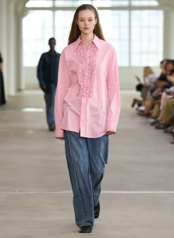 Tops>Tibi Light Weight Cotton Nylon Easy Tuxedo Shirt Pink