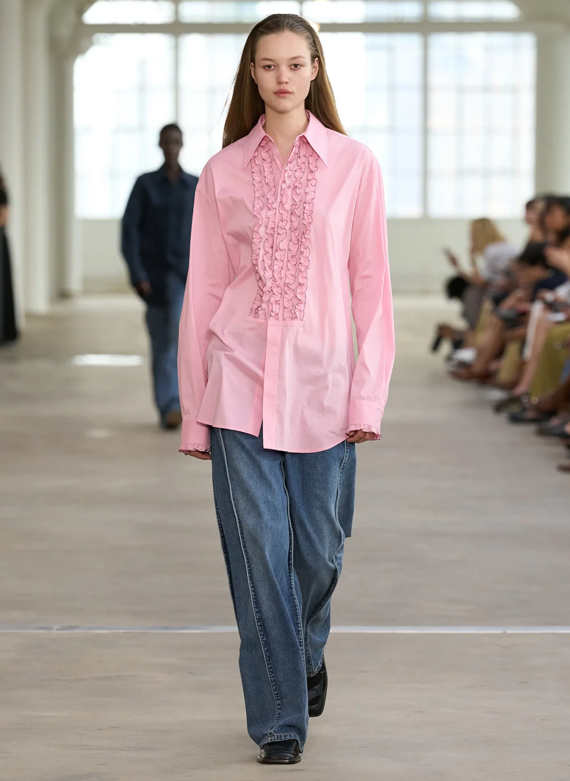 Tops>Tibi Light Weight Cotton Nylon Easy Tuxedo Shirt Pink