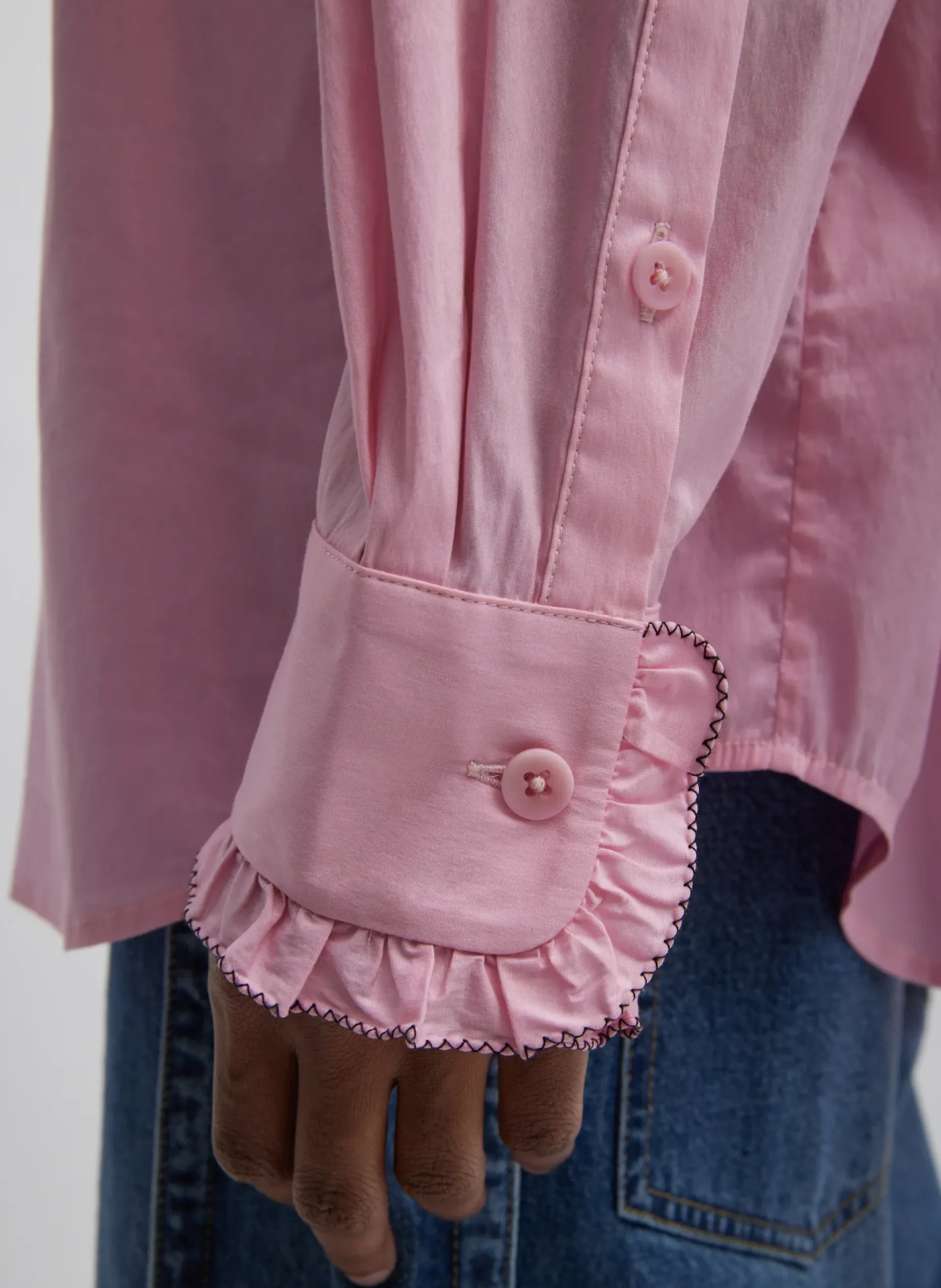 Tops>Tibi Light Weight Cotton Nylon Easy Tuxedo Shirt Pink