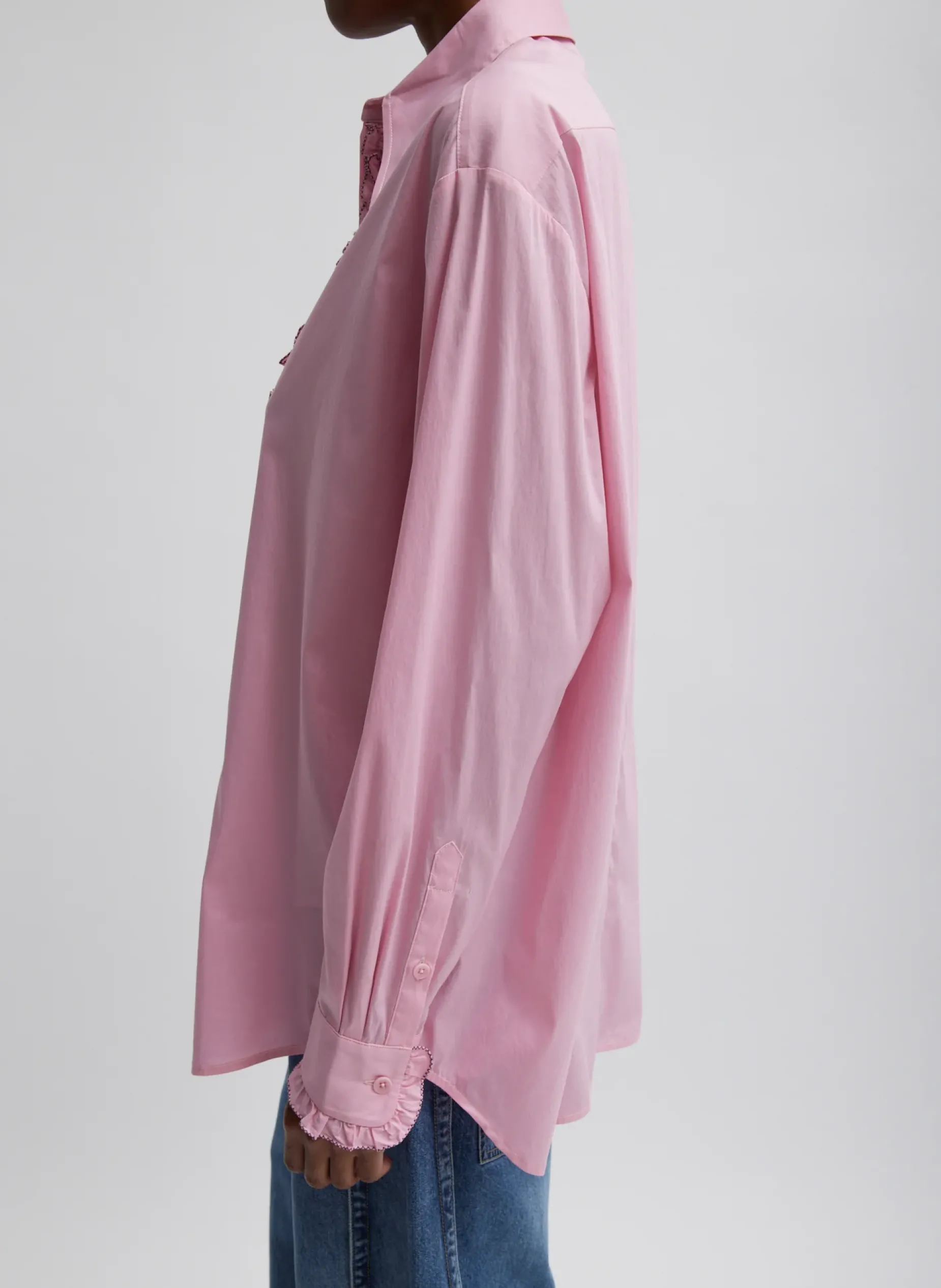 Tops>Tibi Light Weight Cotton Nylon Easy Tuxedo Shirt Pink