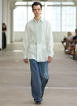 Tops>Tibi Light Weight Cotton Nylon Easy Tuxedo Shirt Mint