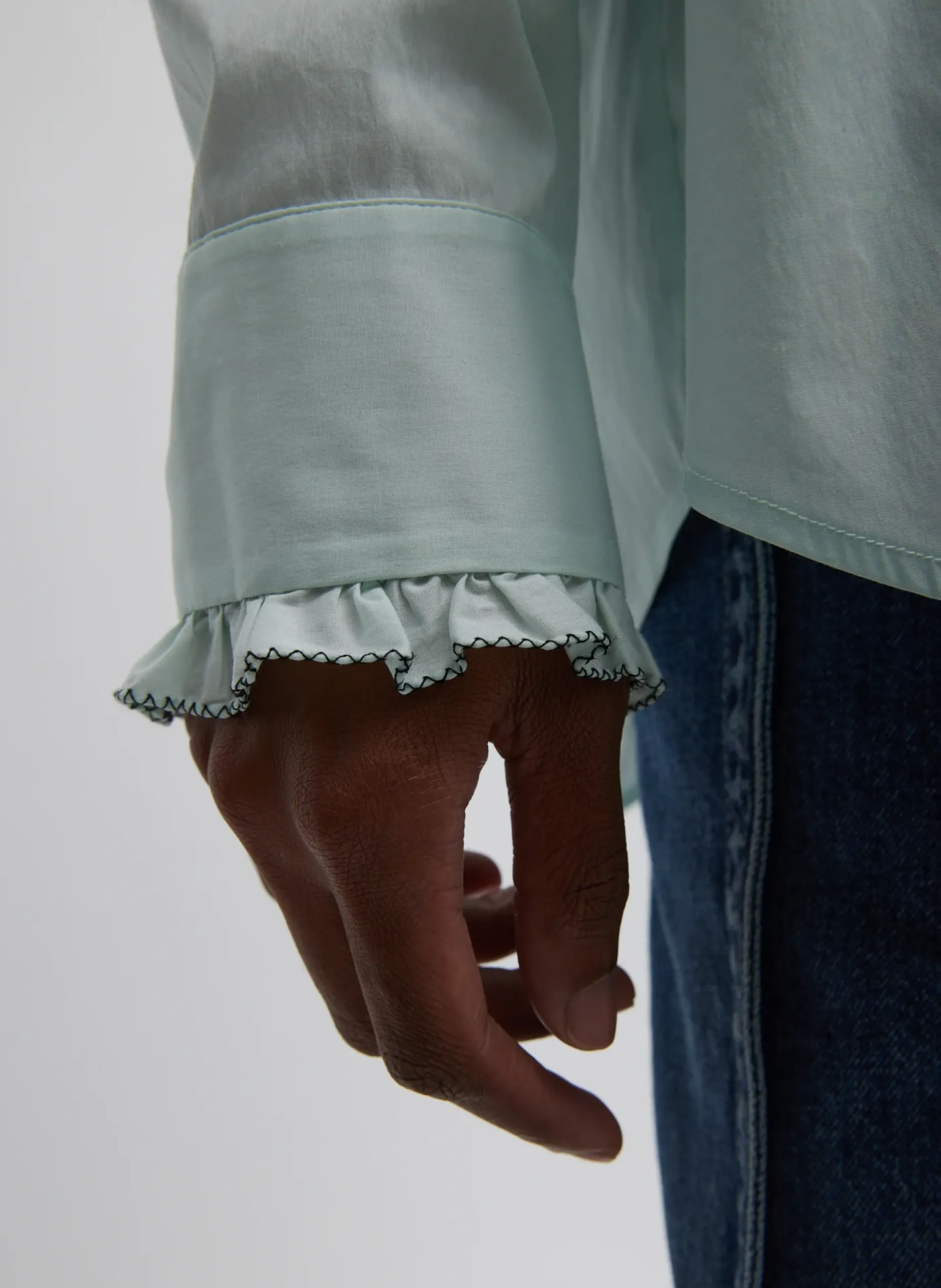 Tops>Tibi Light Weight Cotton Nylon Easy Tuxedo Shirt Mint