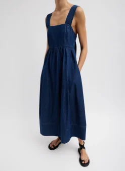 Dresses>Tibi Light Weight Stone Wash Sculpted Dress Dark Enzyme Wash