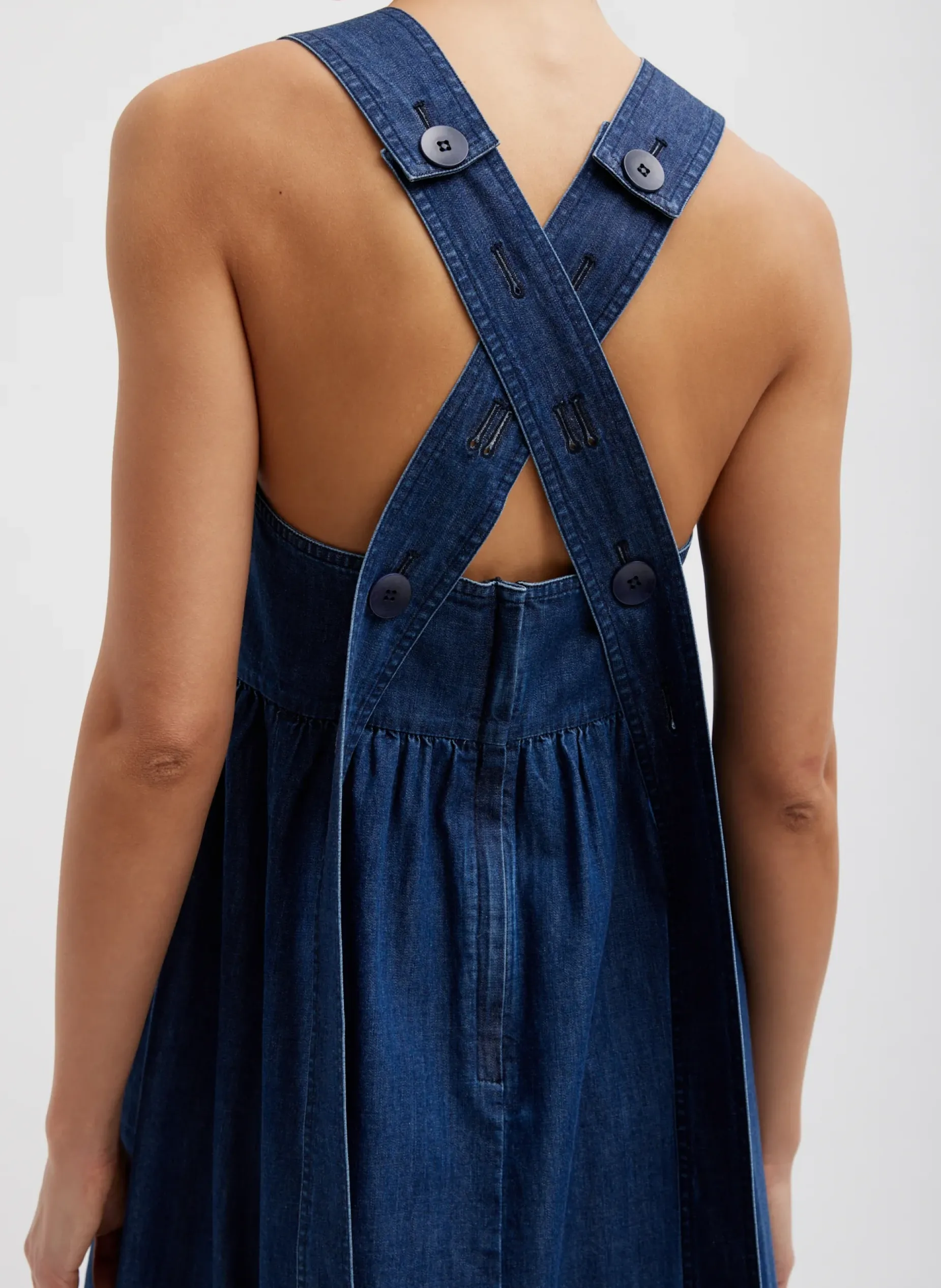 Dresses>Tibi Light Weight Stone Wash Sculpted Dress Dark Enzyme Wash