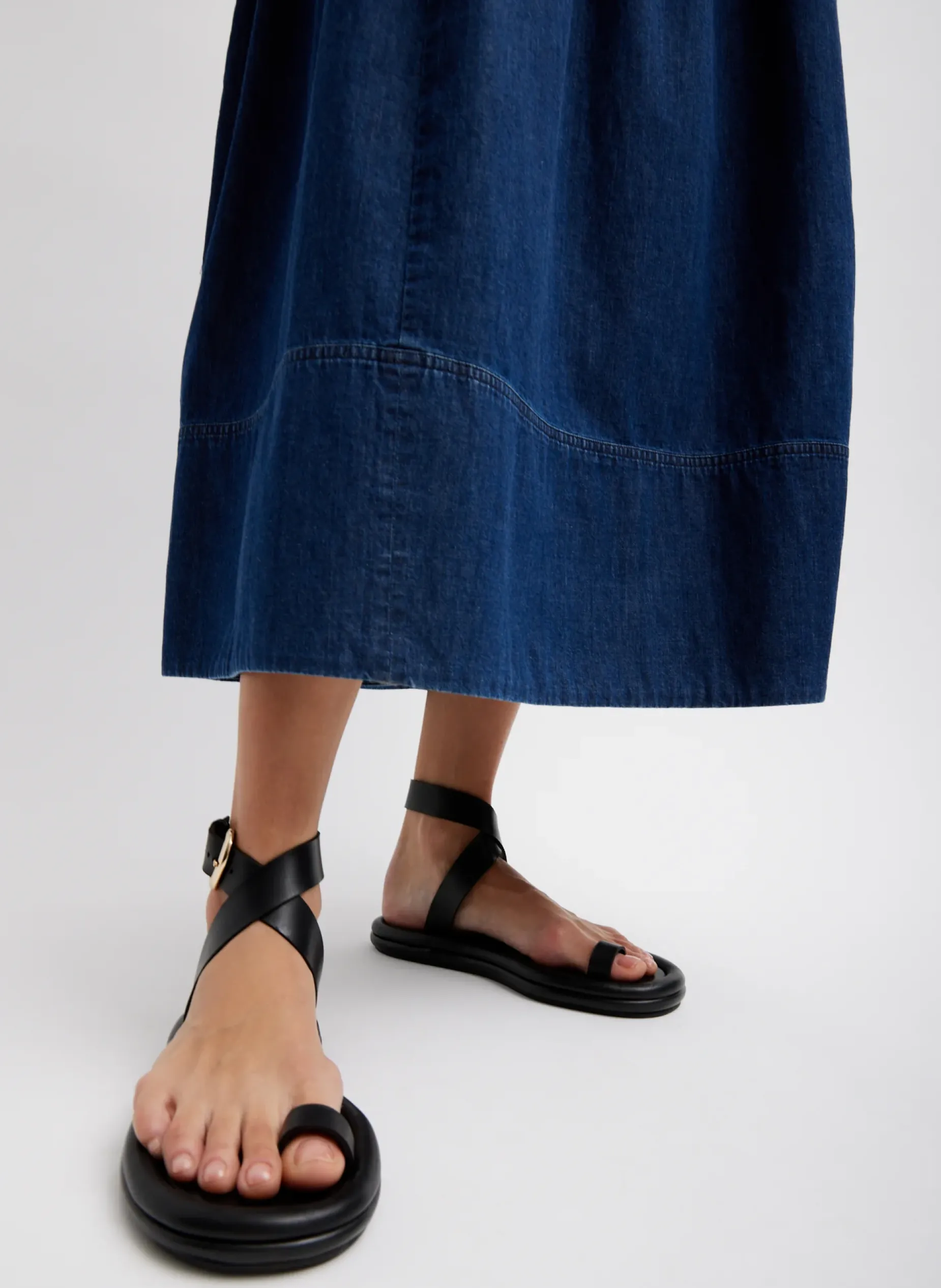 Dresses>Tibi Light Weight Stone Wash Sculpted Dress Dark Enzyme Wash