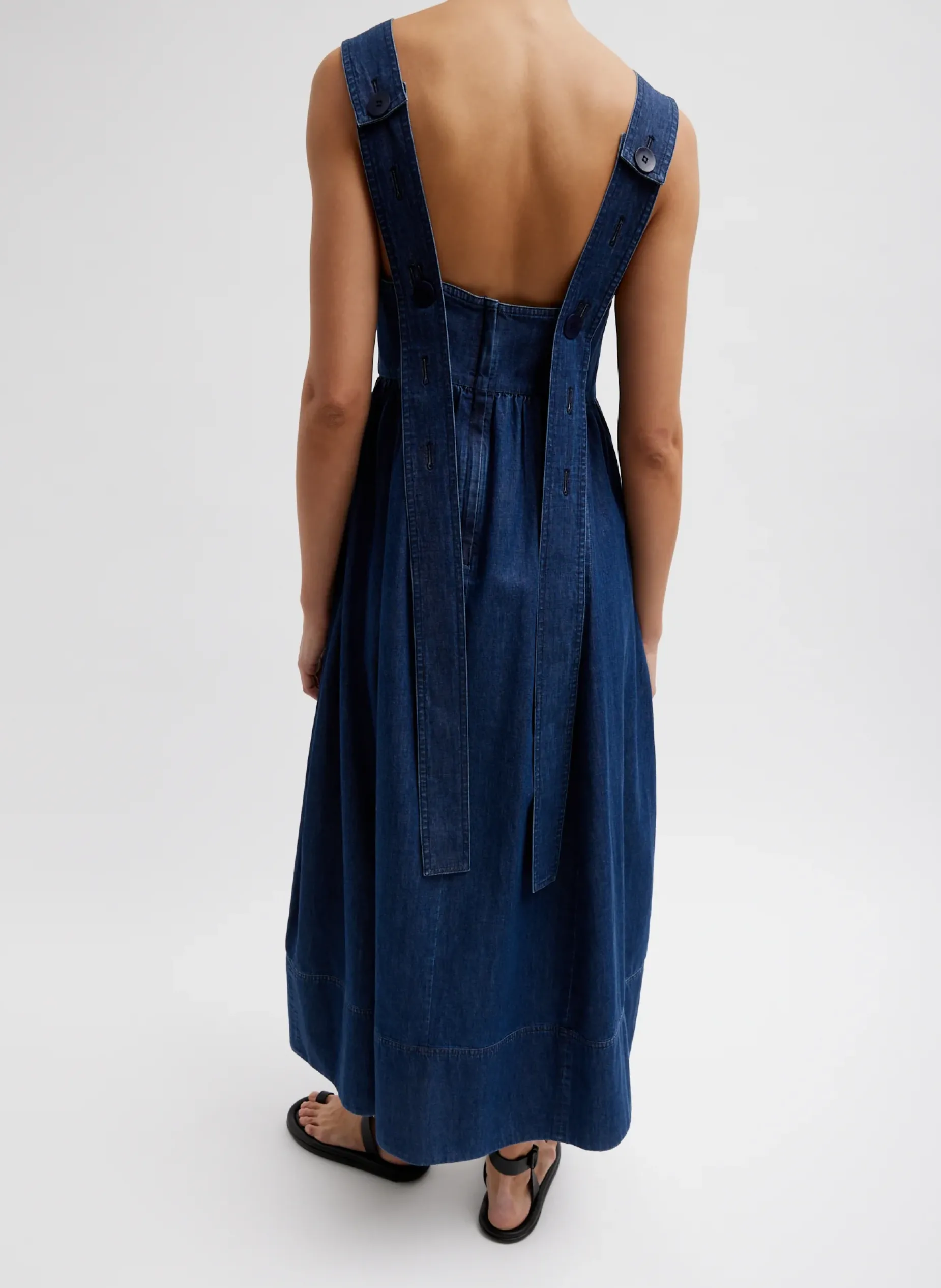 Dresses>Tibi Light Weight Stone Wash Sculpted Dress Dark Enzyme Wash