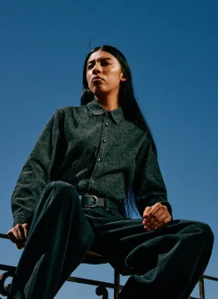 Tops|Fundamentals - WOFs>Tibi Light Weight Stone Washed Denim Charlie Slim Shirt Black