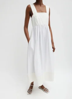 Dresses>Tibi Linen Cotton Voile Sculpted Dress White