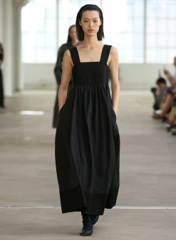 Dresses>Tibi Linen Cotton Voile Sculpted Dress Black