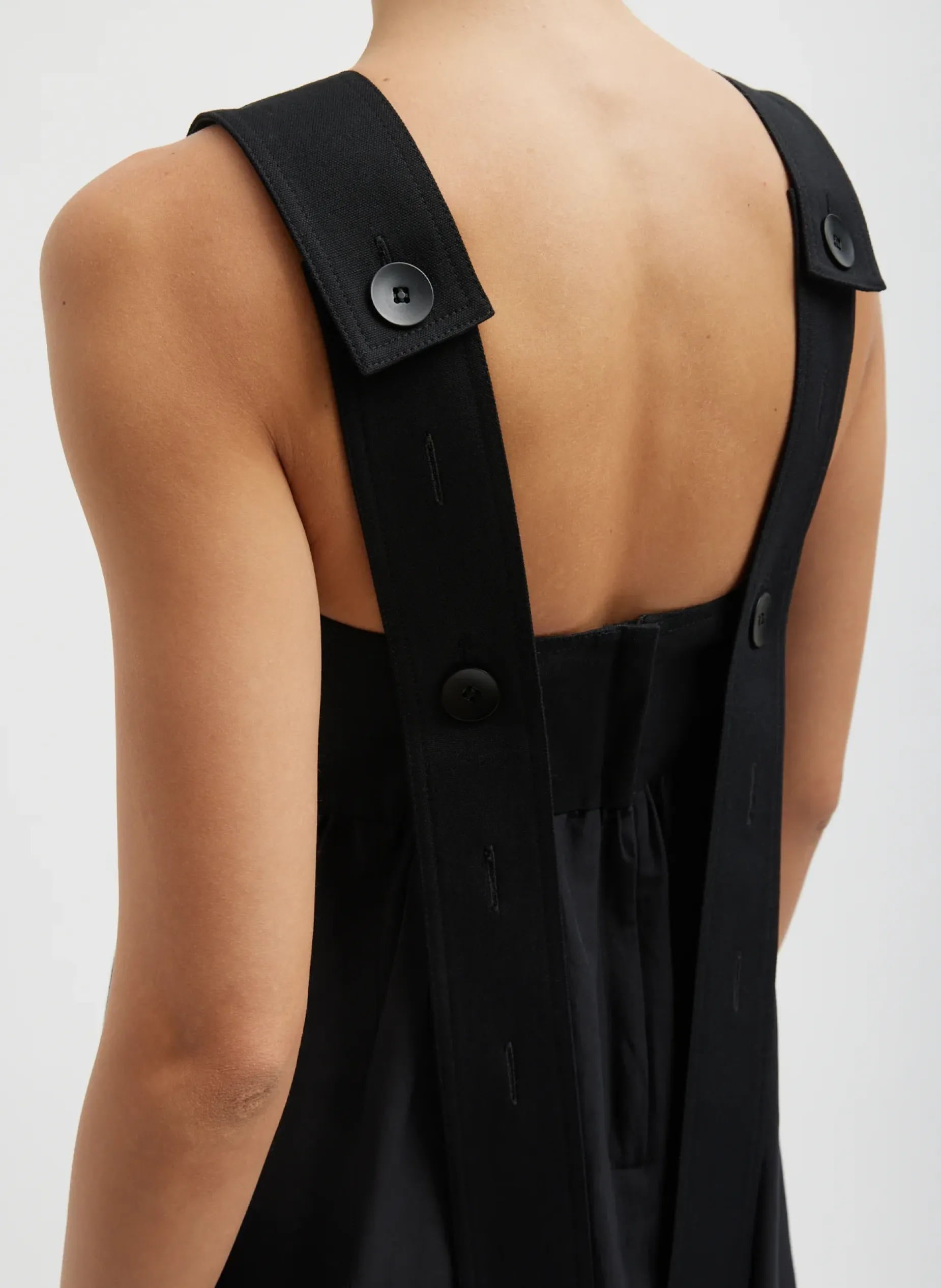 Dresses>Tibi Linen Cotton Voile Sculpted Dress Black